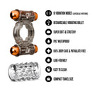 Stay Hard Vibrating Nubby Cock Ring Set With Sleeve And 2 Bullets