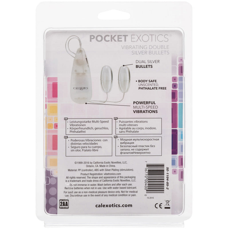 Pocket Exotics Vibrating Double Silver Bullets Silver