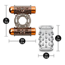 Stay Hard Vibrating Nubby Cock Ring Set With Sleeve And 2 Bullets