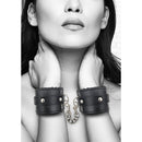 Ouch! Black & White Plush Bonded Leather Hand Cuffs With Adjustable Straps