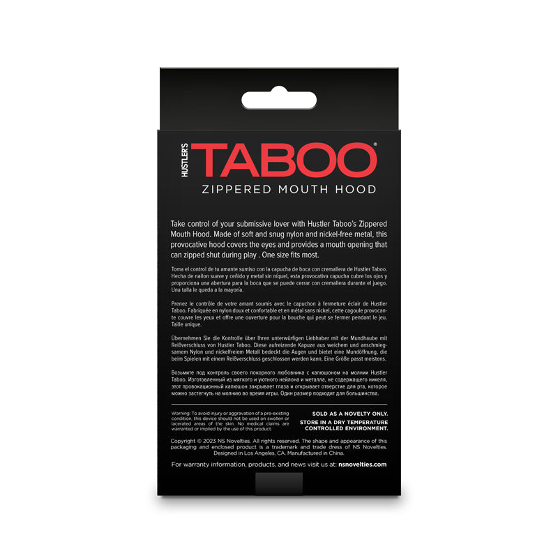 Hustler's Taboo Zippered Mouth Hood Black