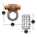 Stay Hard Vibrating Nubby Cock Ring Set With Sleeve