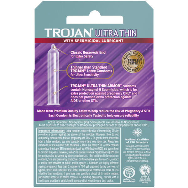 Trojan Ultra Thin Armor Spermicidal Condoms