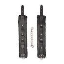 Ouch! Black & White Plush Bonded Leather Ankle Cuffs With Adjustable Straps