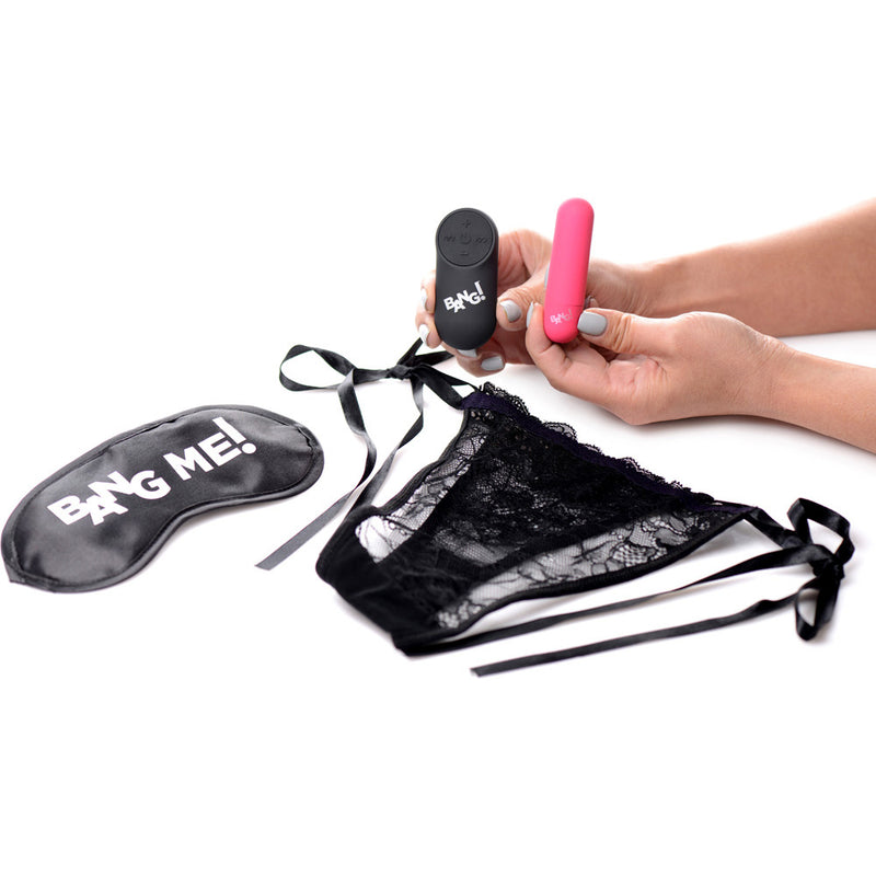 Bang! Power Panty Lace Panties, Bullet & Blindfold Kit