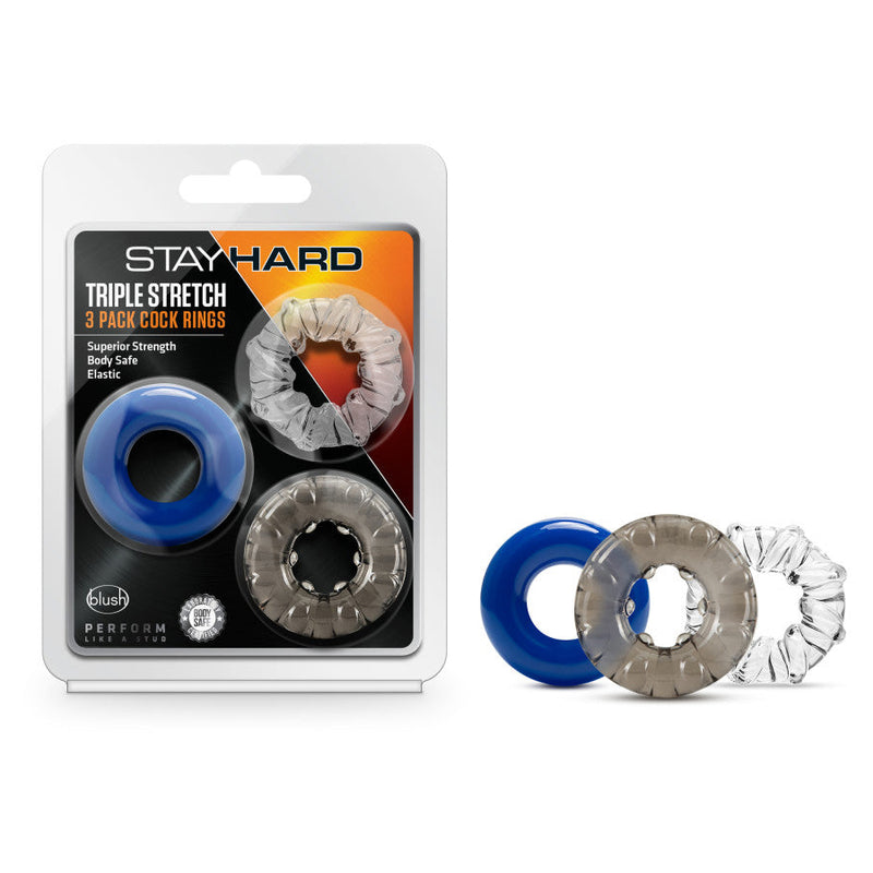 Stay Hard Triple Stretch 3 Pack Cock Rings