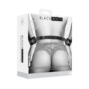 Ouch! Black & White Bonded Leather Hand Cuffs With Handle With Adjustable Straps