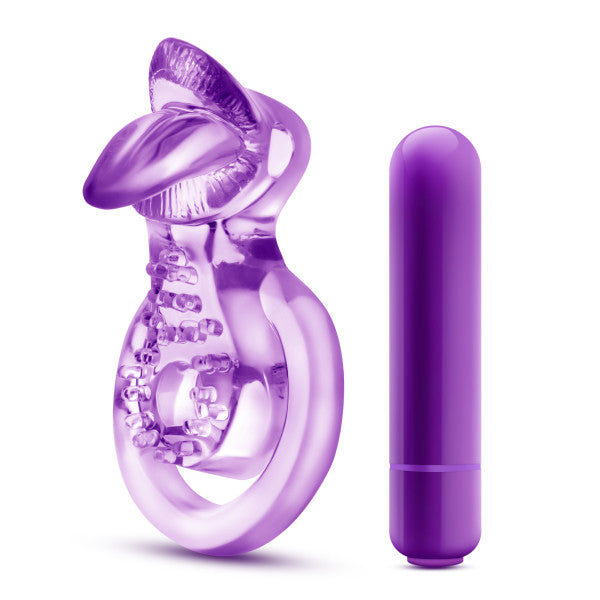 Play With Me Lick It Vibrating Double Strap Cockring
